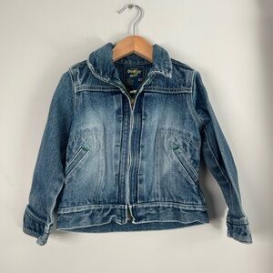 Vintage OshKosh B'gosh Classic Blue Denim Jacket w Green Accents 4T